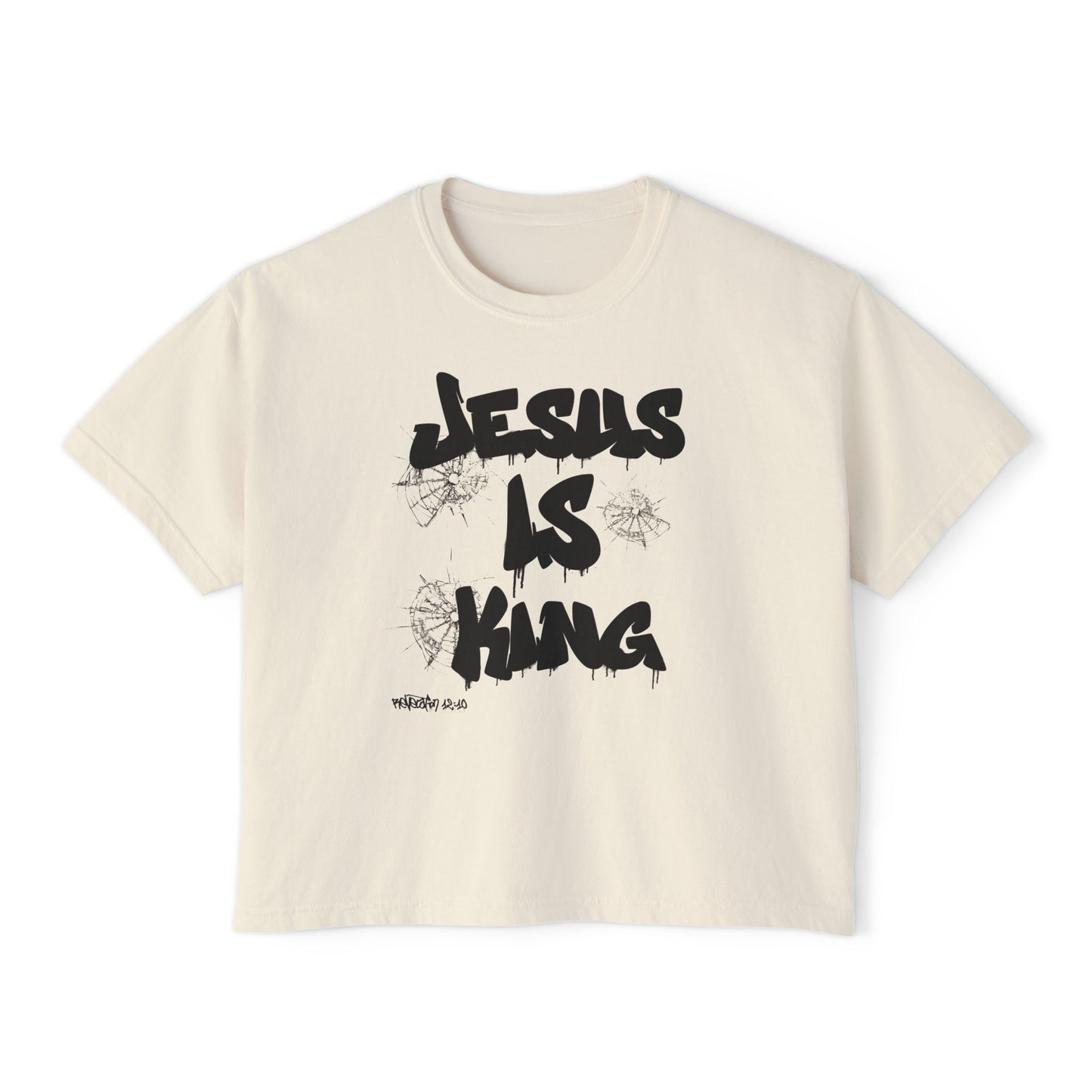 Warrior in Jesus Is King pink tee repping forgiven and dangerous faith

