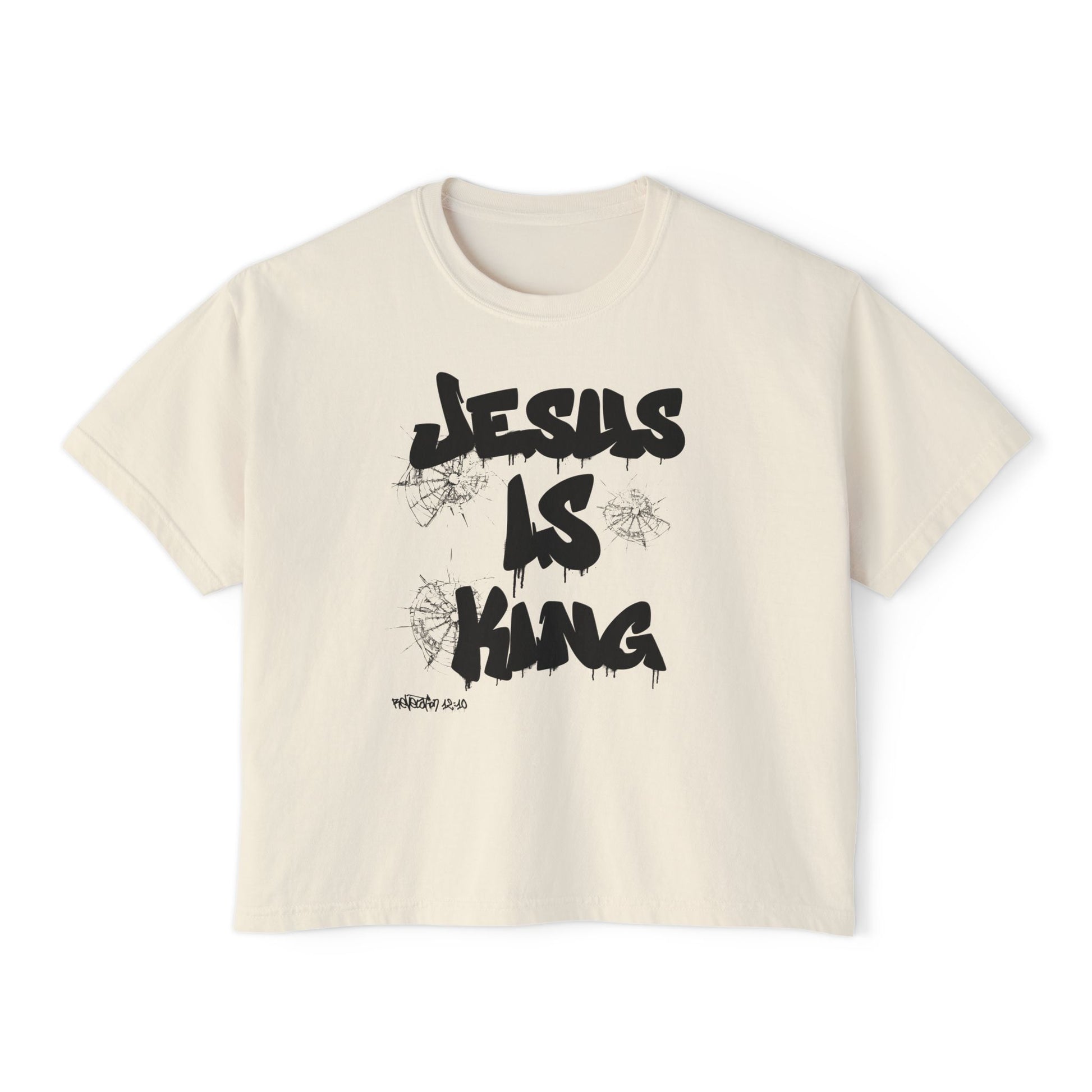 Warrior in Jesus Is King pink tee repping forgiven and dangerous faith

