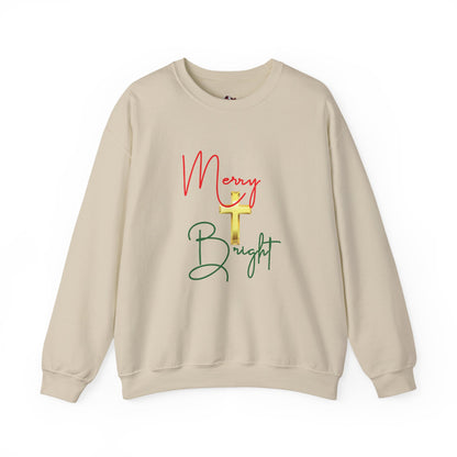 Merry & Bright Gold Cross Christmas Shirt – Faith Holiday Tee