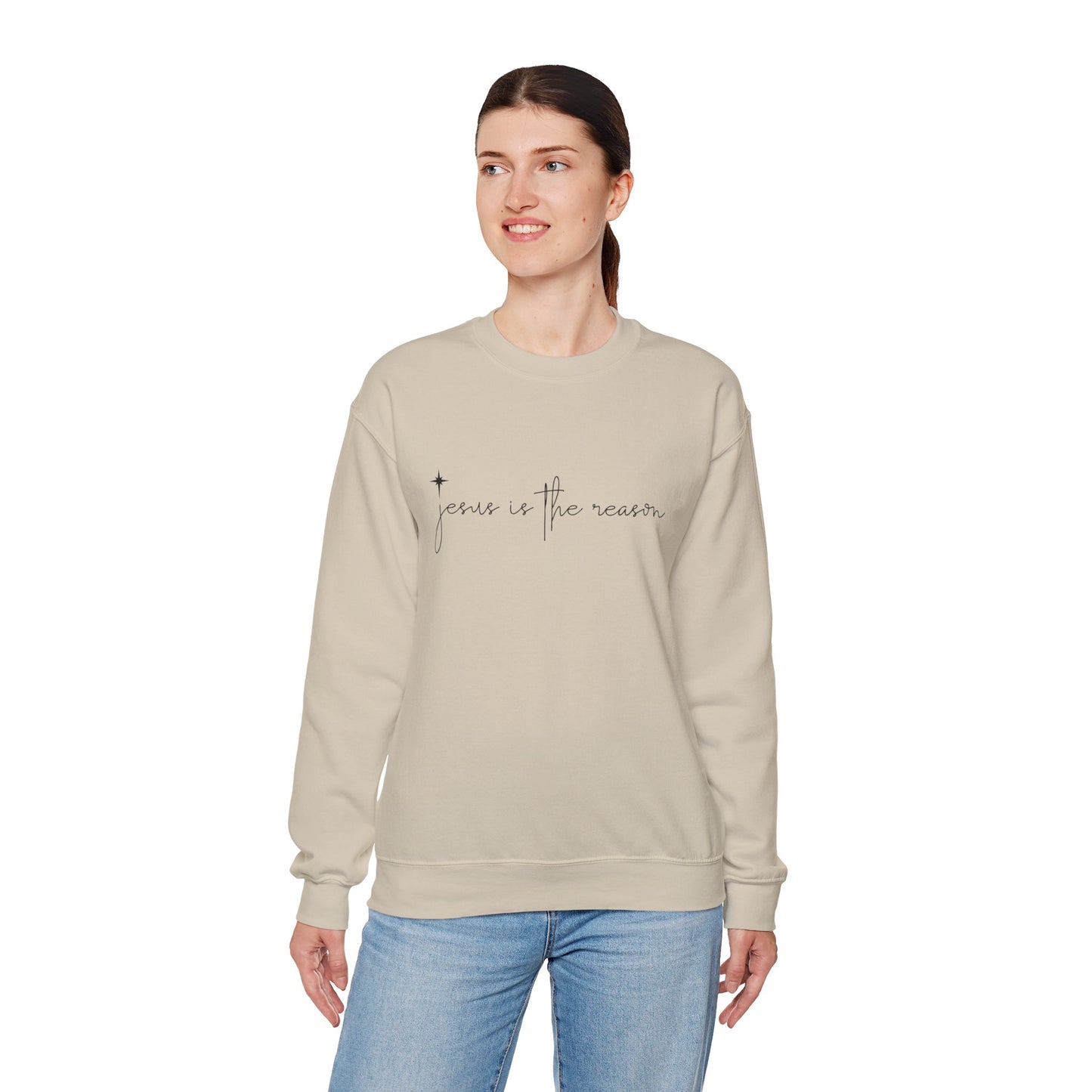 Jesus is the Reason Christmas Crewneck Sweatshirt Women Christian Holiday Gift