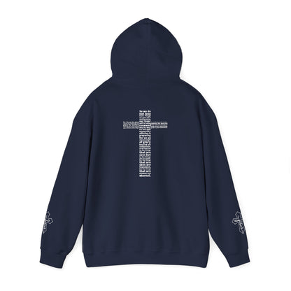 Faith Hoodie with White Cross Bible Verse Design