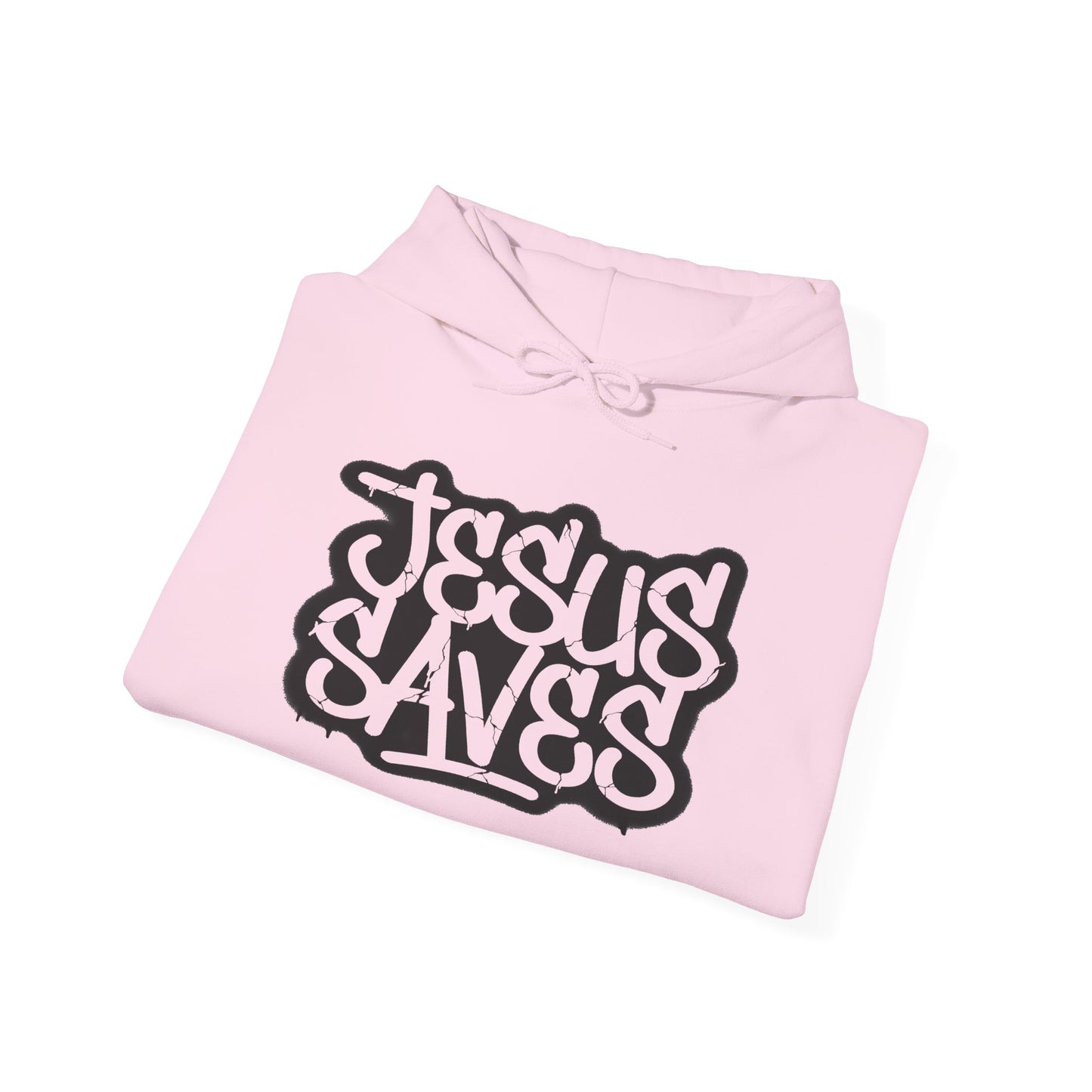 Jesus Saves graffiti hoodie front view white unisex  

