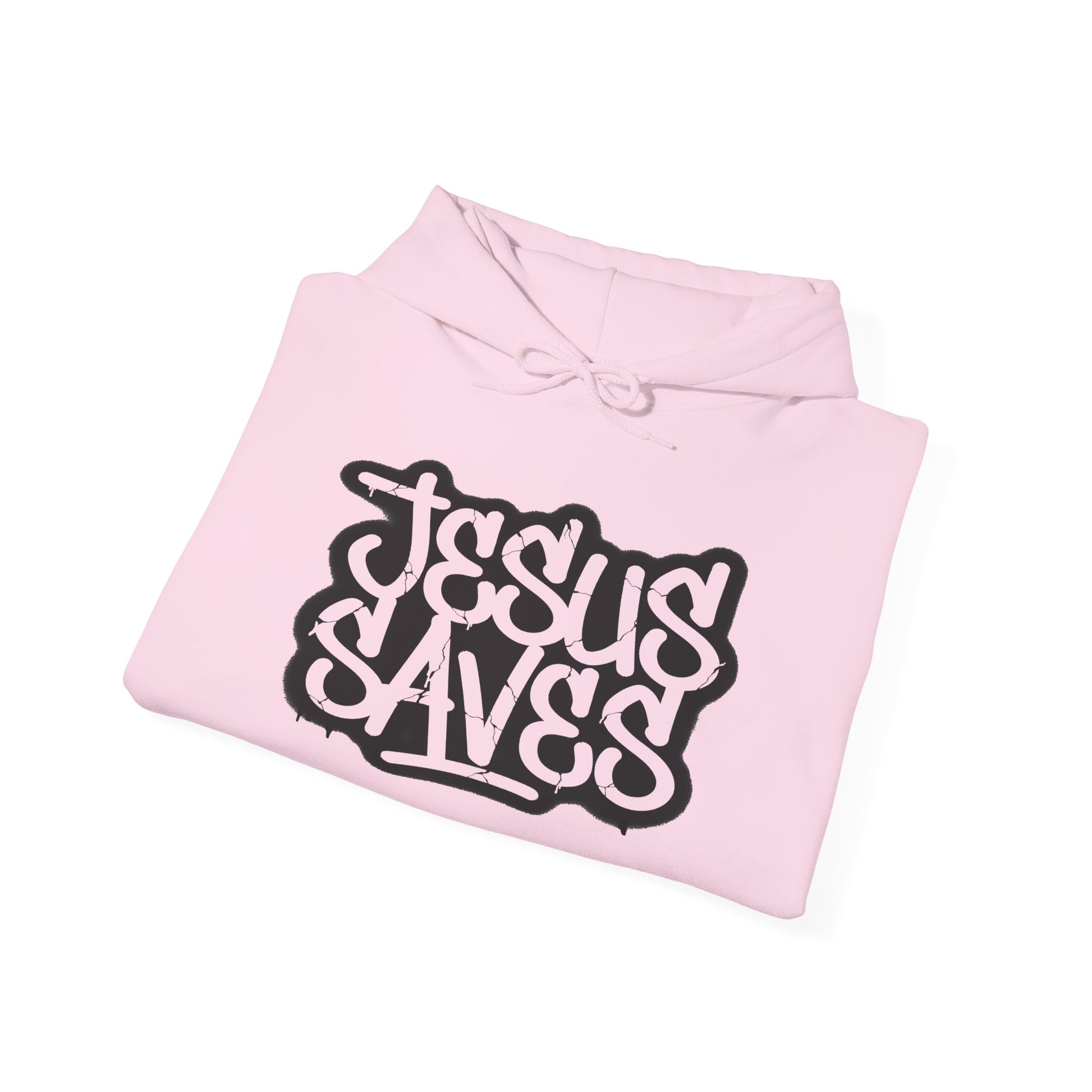 Jesus Saves graffiti hoodie front view white unisex  

