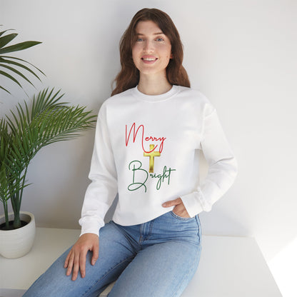 Merry & Bright Gold Cross Christmas Shirt – Faith Holiday Tee