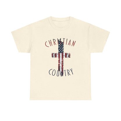 Christian Country American Flag Cross Short Sleeve T-Shirt