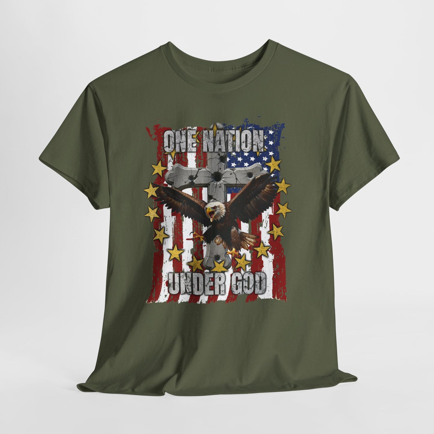 One Nation Under God T-Shirt – Patriotic Christian Eagle Cross Tee | Faith & Freedom Apparel