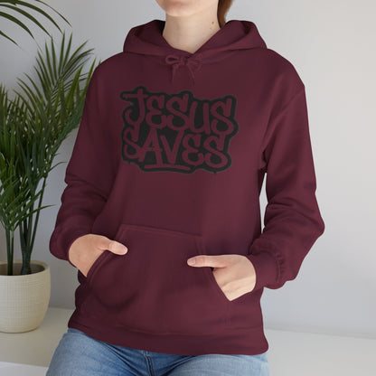 Jesus Saves graffiti hoodie front view white unisex  

