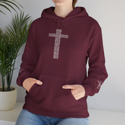 Faith Hoodie with White Cross Bible Verse Design