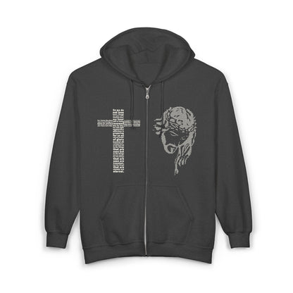 Jesus Face & Cross Hoodie, Unisex Bible Verse Graphic Hoodie, Faith-Based Apparel, Christian Streetwear, Spiritual Gift