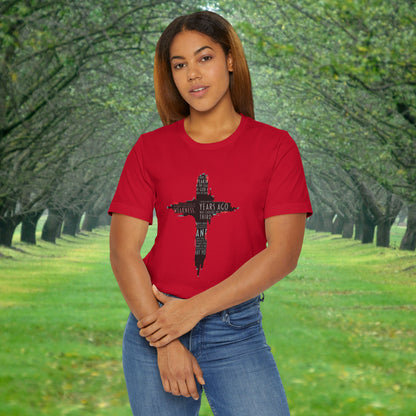 Glitched Cross Christian T-Shirt | Minimalist Bible Verse Grace Tee | Edgy Cyber Faith Streetwear | 2 Corinthians 12:9 Glitch Art