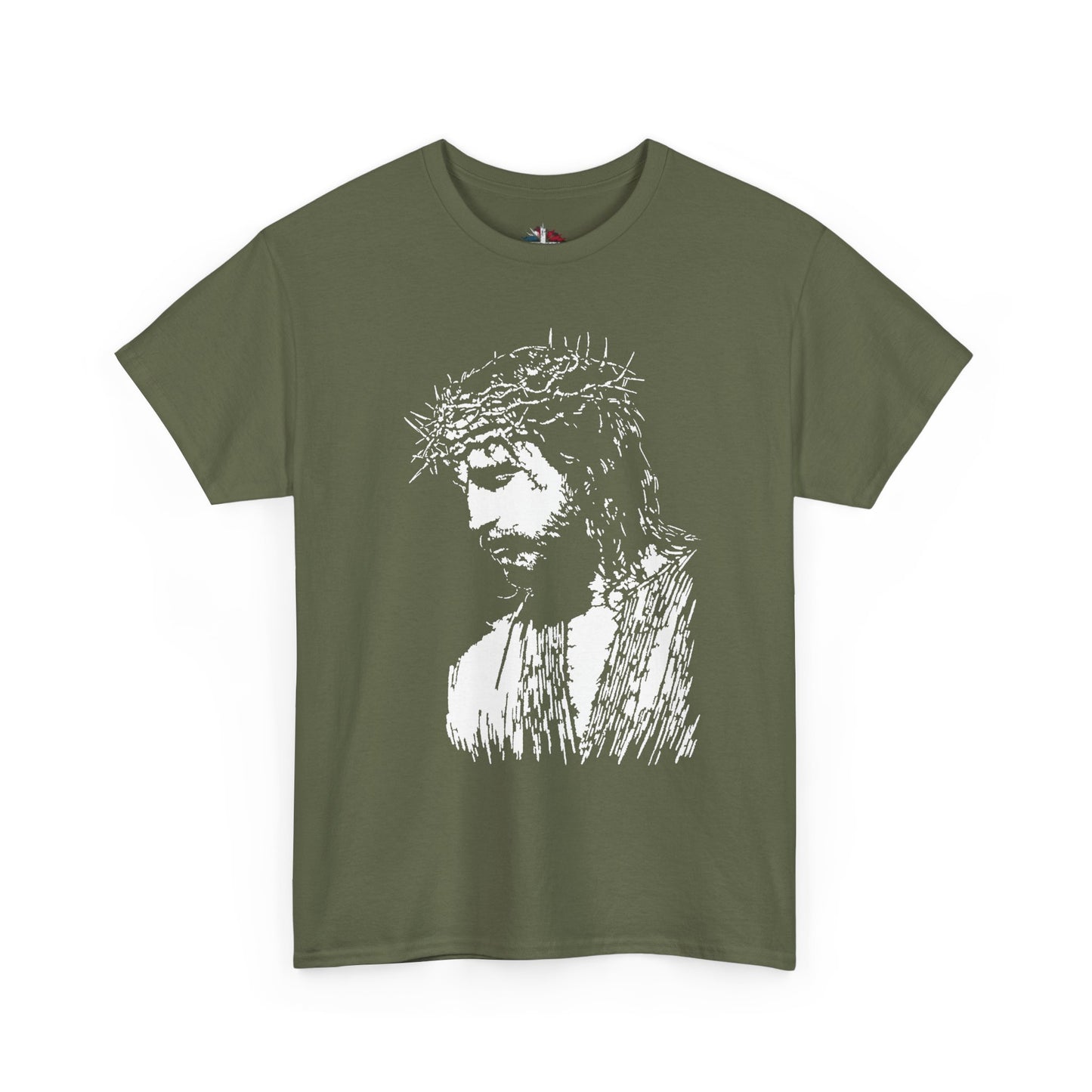 Crown of Thorns Jesus T-Shirt | Edgy Gritty Christian Portrait Tee | Bold Faith Streetwear Graphic | Men's Jesus Face Shirt