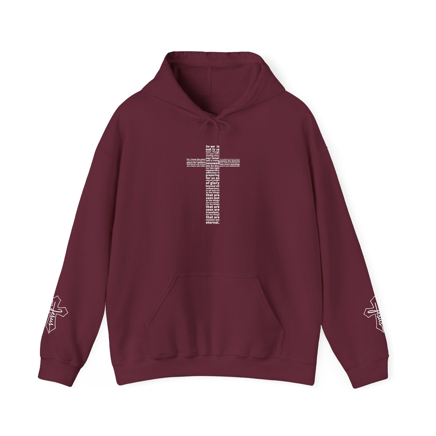 Faith Hoodie with White Cross Bible Verse Design
