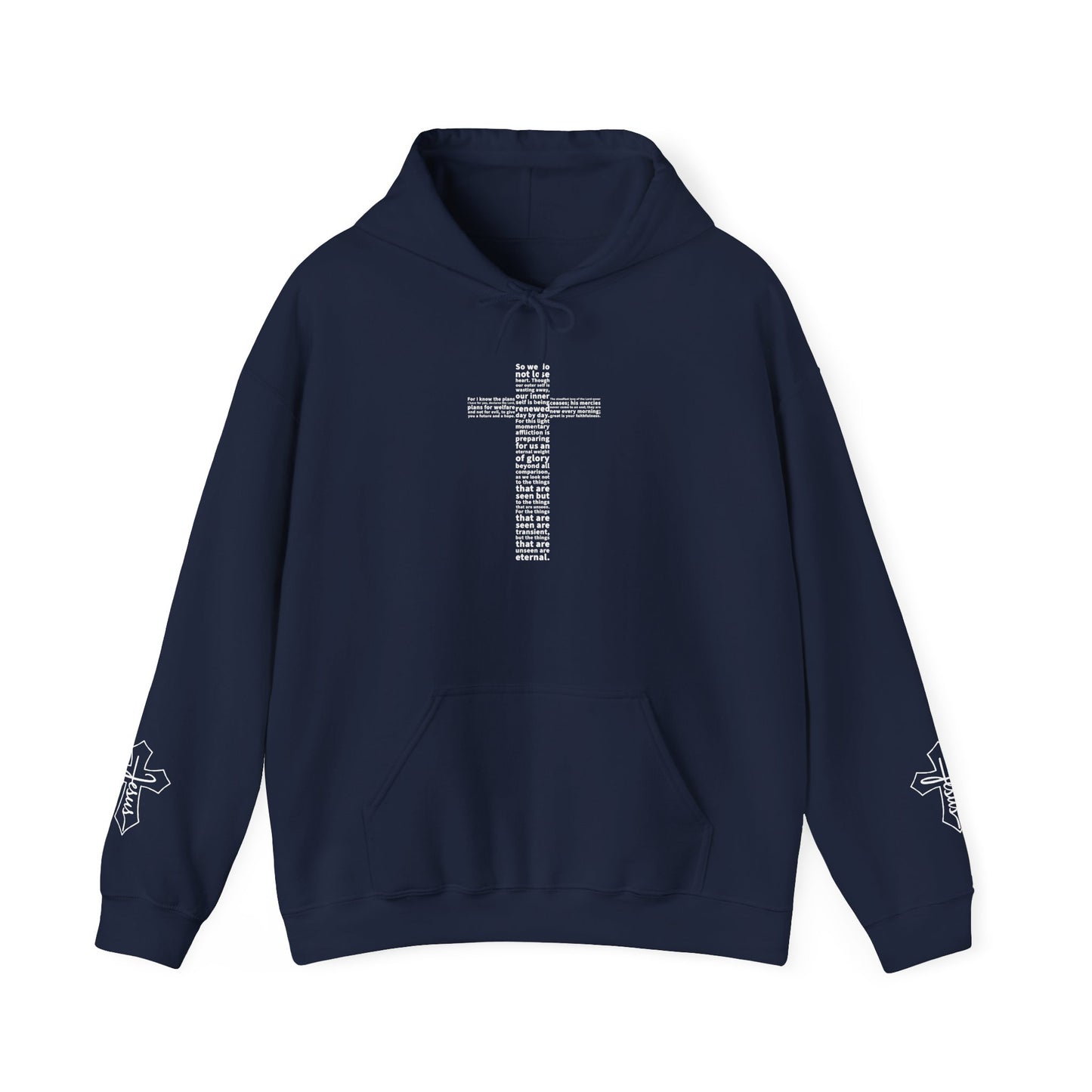 Faith Hoodie with White Cross Bible Verse Design