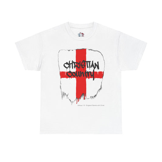 Christian Country England flag spray-paint graffiti Christian t-shirt with black dripping text  

