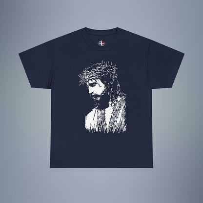 Crown of Thorns Jesus T-Shirt | Edgy Gritty Christian Portrait Tee | Bold Faith Streetwear Graphic | Men's Jesus Face Shirt