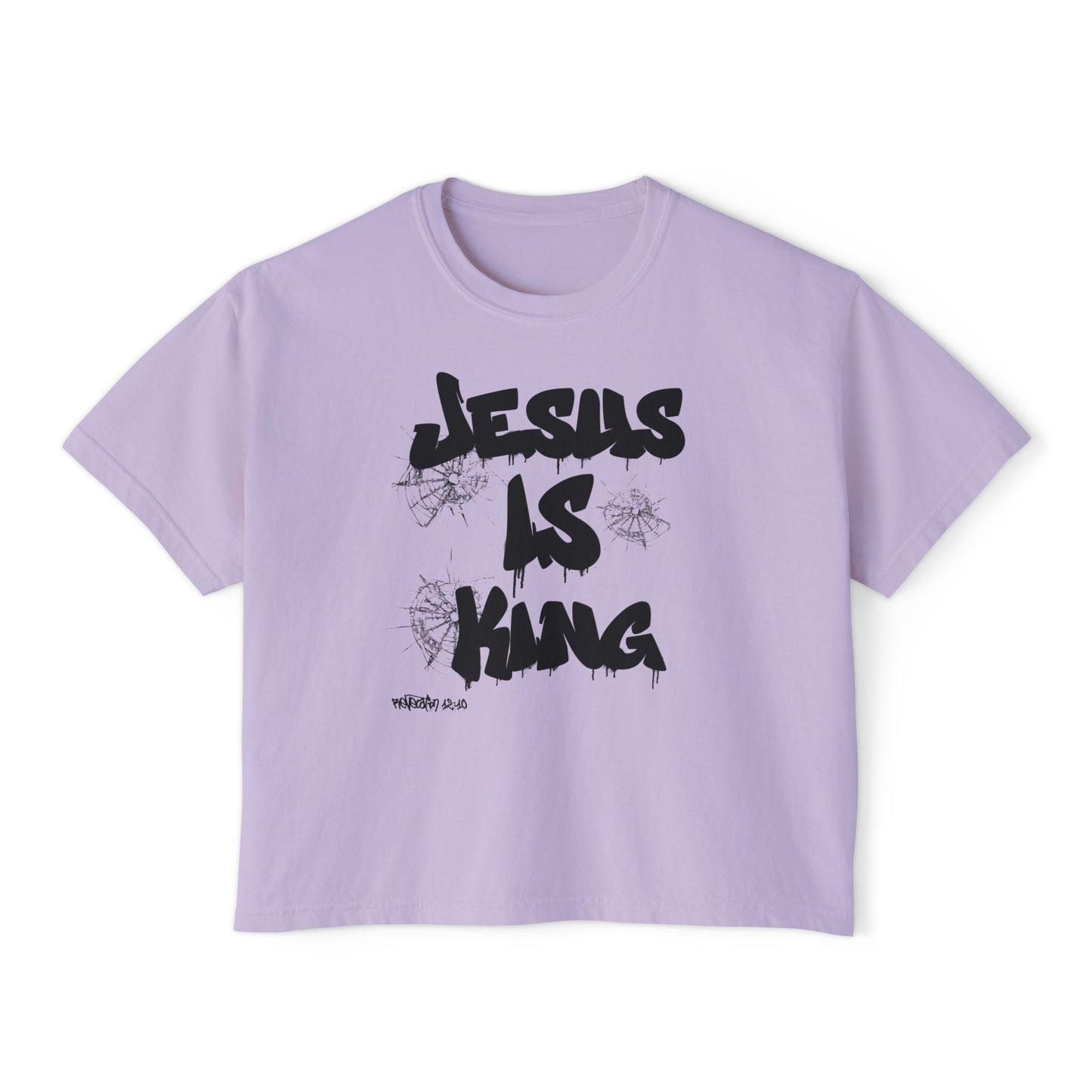 Warrior in Jesus Is King pink tee repping forgiven and dangerous faith

