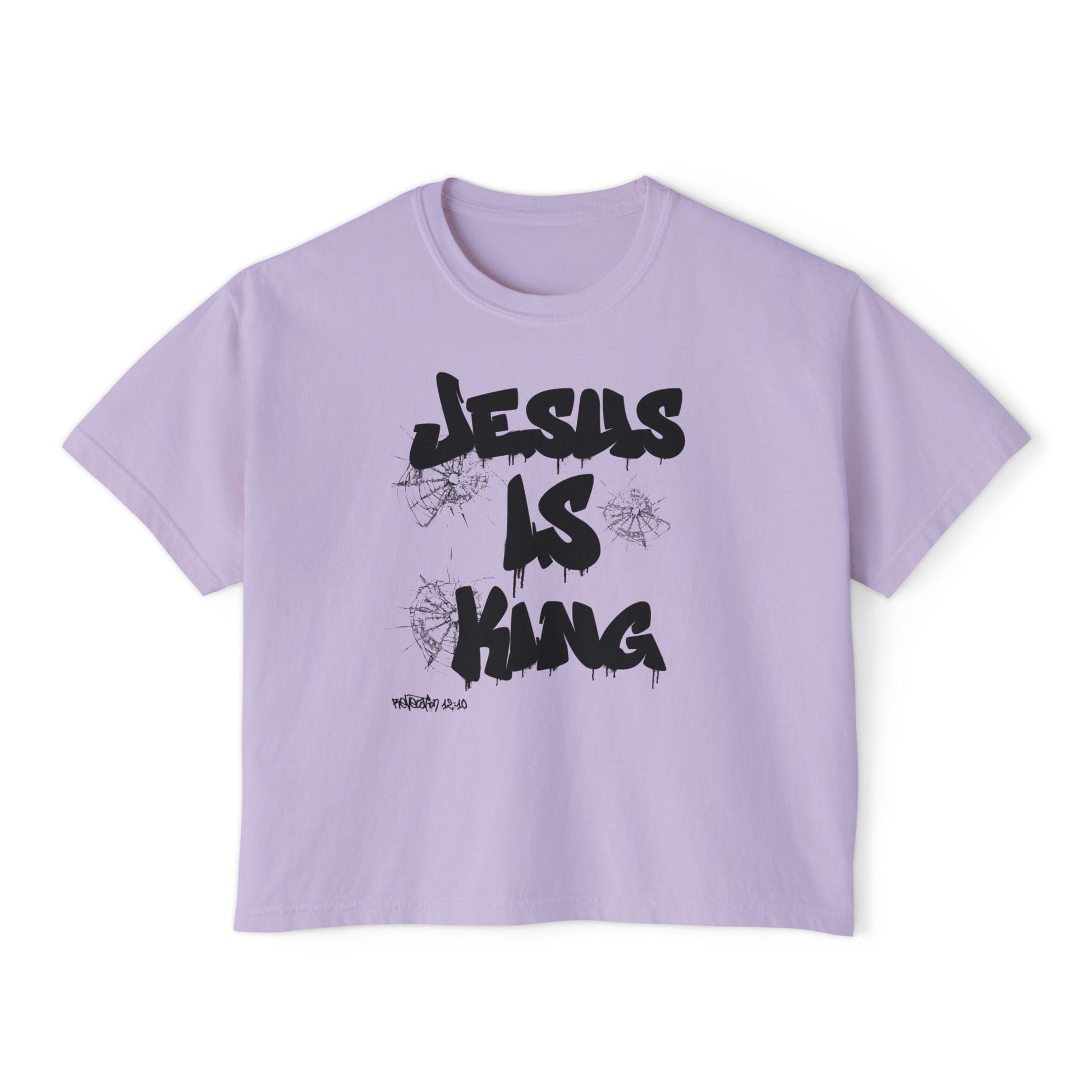 Warrior in Jesus Is King pink tee repping forgiven and dangerous faith


