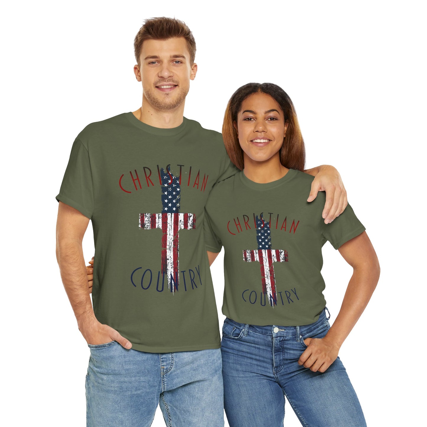Christian Country American Flag Cross T-Shirt