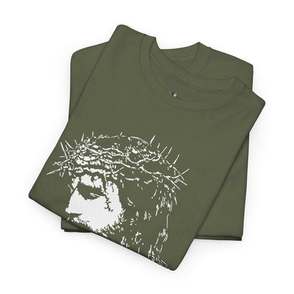 Crown of Thorns Jesus T-Shirt | Edgy Gritty Christian Portrait Tee | Bold Faith Streetwear Graphic | Men's Jesus Face Shirt