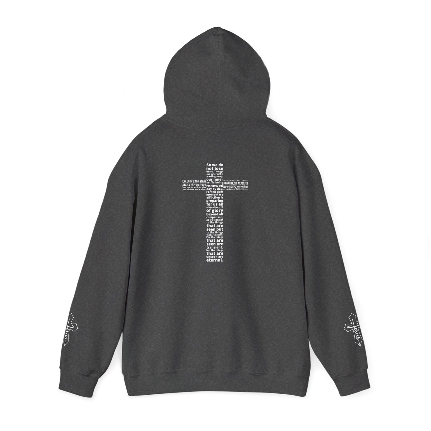 Faith Hoodie with White Cross Bible Verse Design