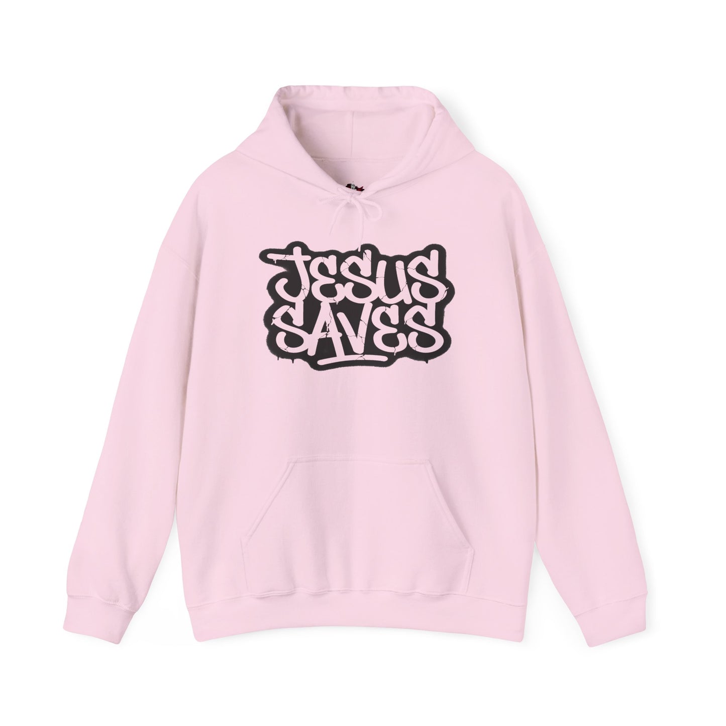 Jesus Saves graffiti hoodie front view white unisex  

