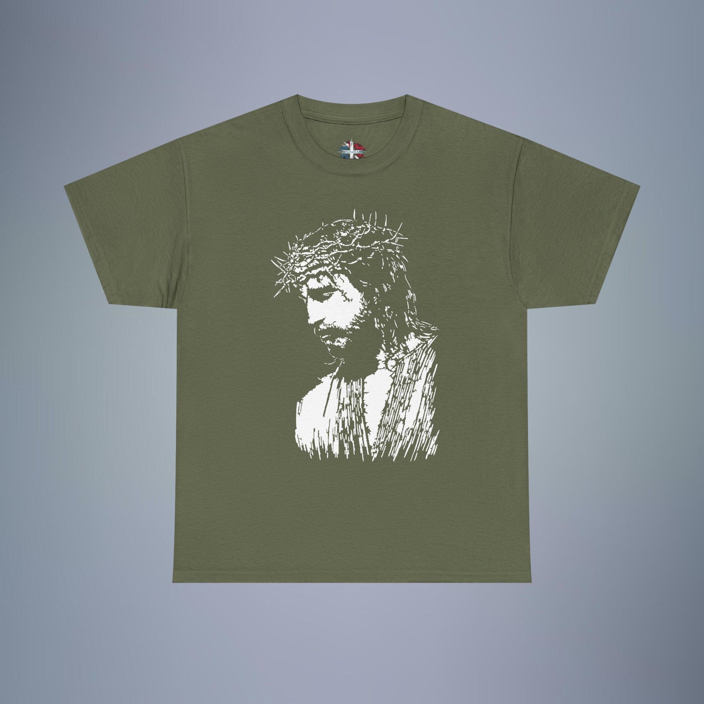 Crown of Thorns Jesus T-Shirt | Edgy Gritty Christian Portrait Tee | Bold Faith Streetwear Graphic | Men's Jesus Face Shirt