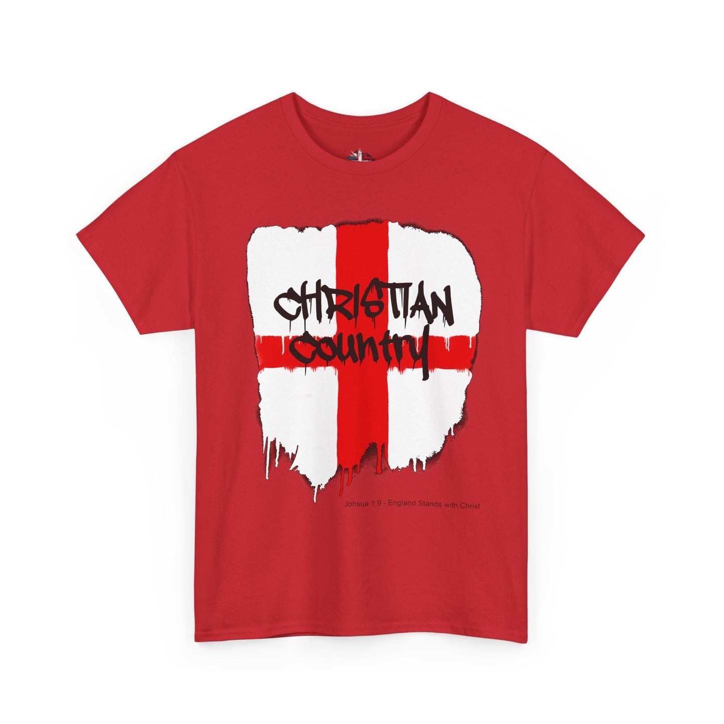 Christian Country England flag spray-paint graffiti Christian t-shirt with black dripping text  

