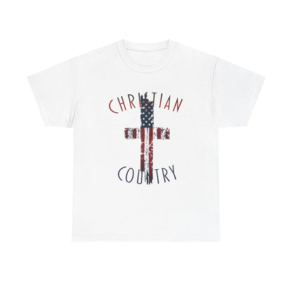 Christian Country American Flag Cross Short Sleeve T-Shirt