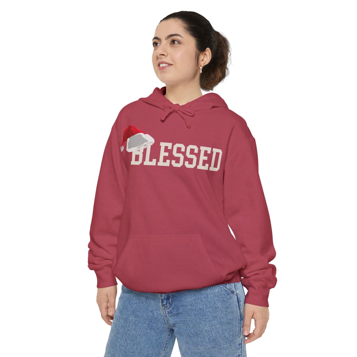 Blessed Christmas Hoodie | Santa Hat Chenille Patch | Oversized Christian Hoodie | Faith Gift