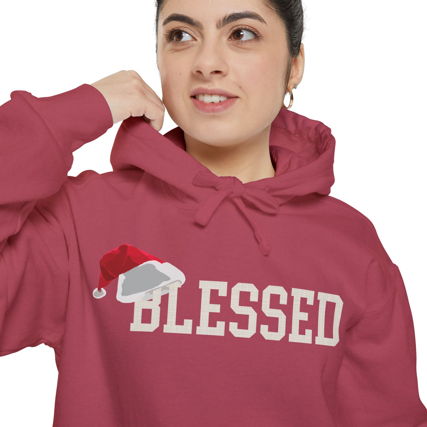 Blessed Christmas Hoodie | Santa Hat Chenille Patch | Oversized Christian Hoodie | Faith Gift