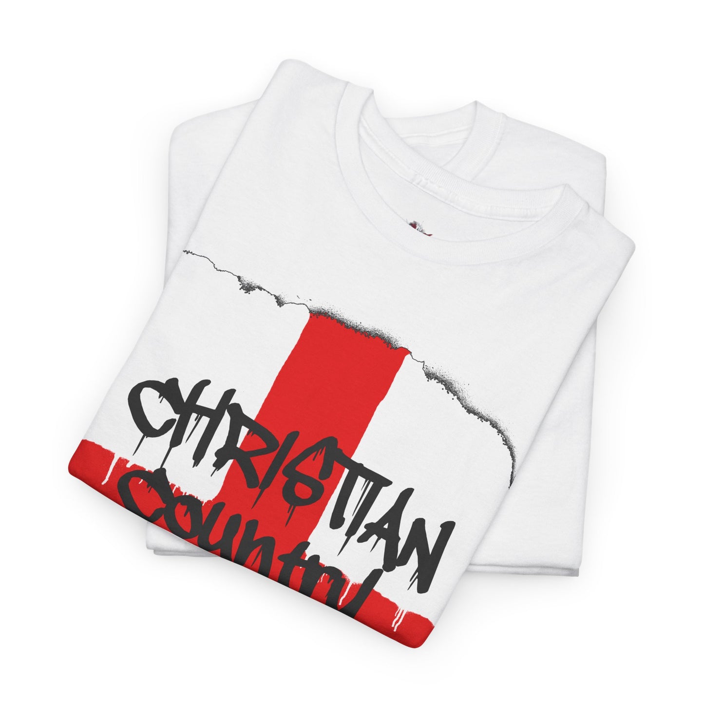 Christian Country England flag spray-paint graffiti Christian t-shirt with black dripping text  

