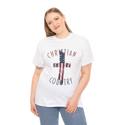 Christian Country American Flag Cross Short Sleeve T-Shirt