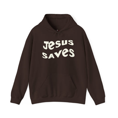 Women’s Christian hoodie with 'Jesus Saves' text, floral cross design, faith apparel for women

