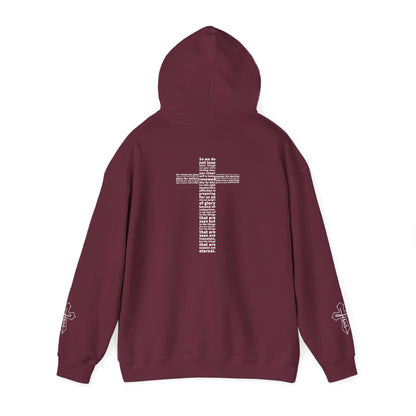 Faith Hoodie with White Cross Bible Verse Design