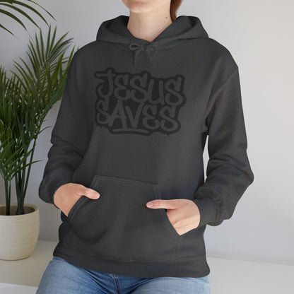 Jesus Saves graffiti hoodie front view white unisex  

