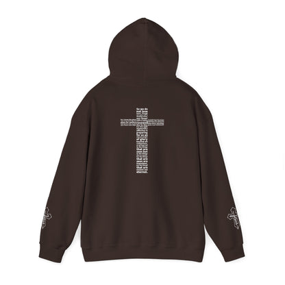 Faith Hoodie with White Cross Bible Verse Design