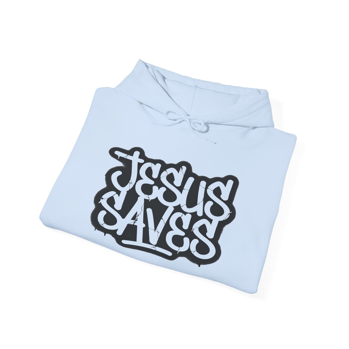 Jesus Saves graffiti hoodie front view white unisex  

