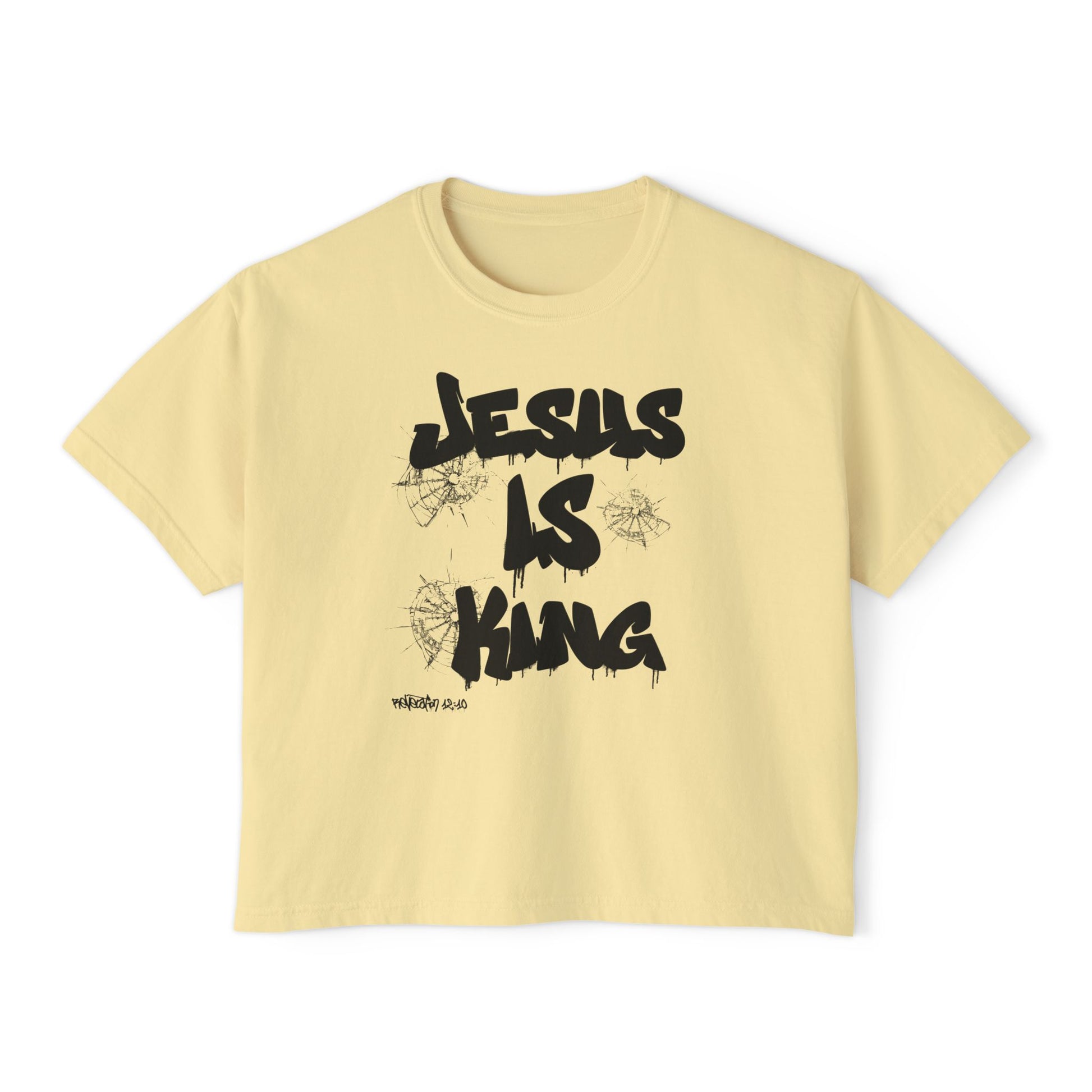 Warrior in Jesus Is King pink tee repping forgiven and dangerous faith

