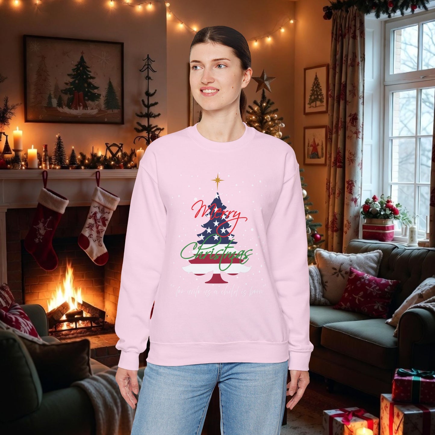 Patriotic Isaiah 9:6 Christian Sweatshirt | American Flag Tree Faith Hoodie – Free USA Shipping