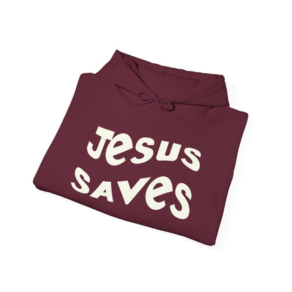 Women’s Christian hoodie with 'Jesus Saves' text, floral cross design, faith apparel for women

