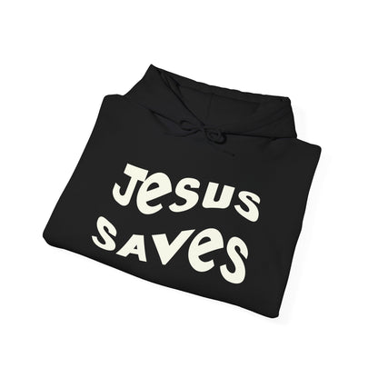Women’s Christian hoodie with 'Jesus Saves' text, floral cross design, faith apparel for women

