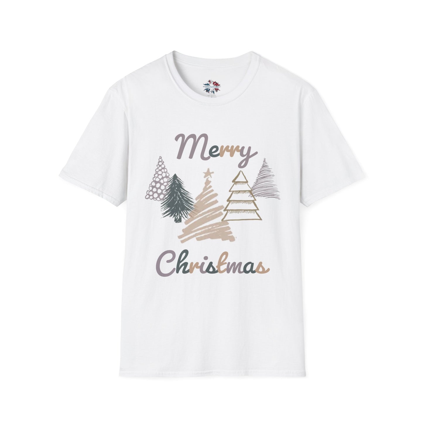 "Whimsical Sketch Merry Christmas Tree Tee