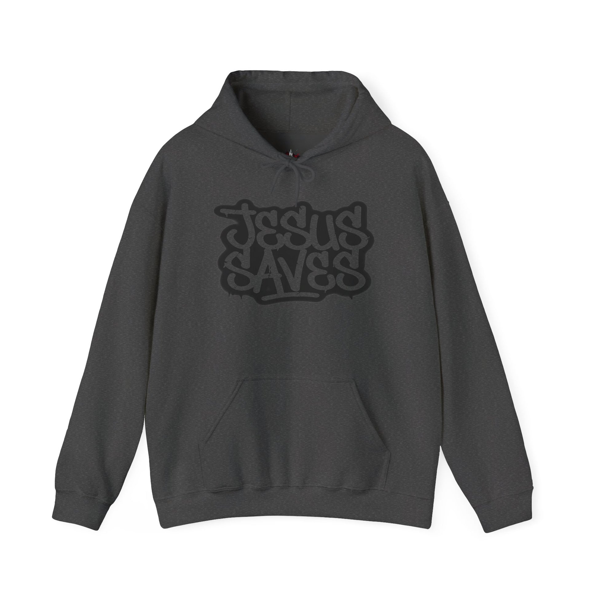 Jesus Saves graffiti hoodie front view white unisex  

