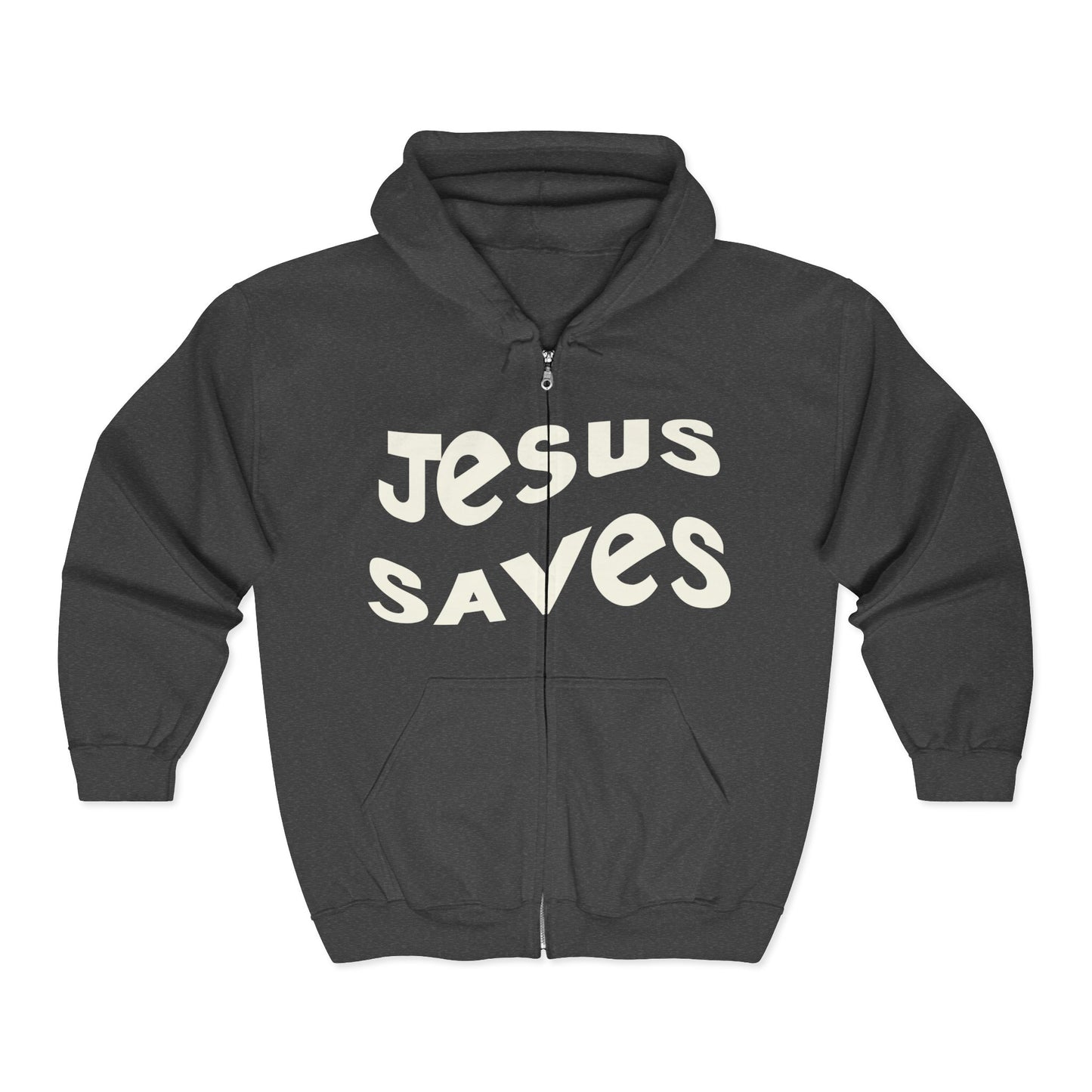 Jesus Saves hoodie, black Christian apparel, faith-based gift, cozy casual wear.

