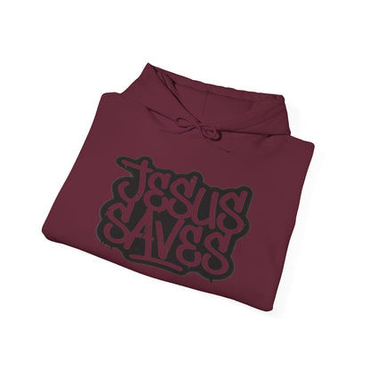 Jesus Saves graffiti hoodie front view white unisex  

