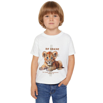Be Brave Toddler Christian T-Shirt | Lion Cub Joshua 1:9