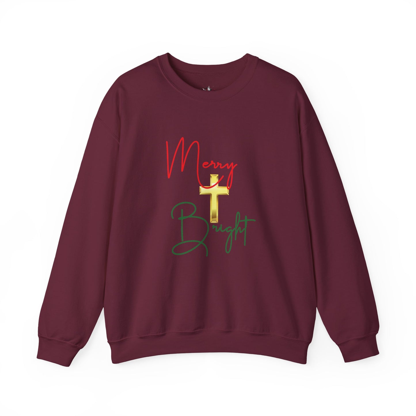 Merry & Bright Gold Cross Christmas Shirt – Faith Holiday Tee