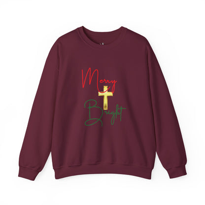 Merry & Bright Gold Cross Christmas Shirt – Faith Holiday Tee